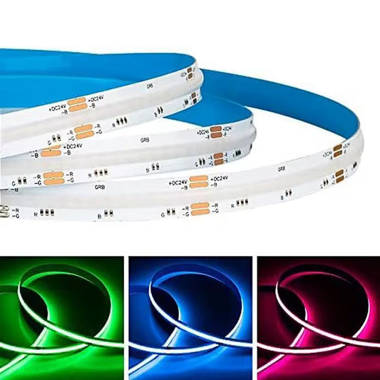 RGB COB LED Strip Light 15W/M, 24V, 525lm/m Mixed Color, IP20, 5M Roll (UL Listed)