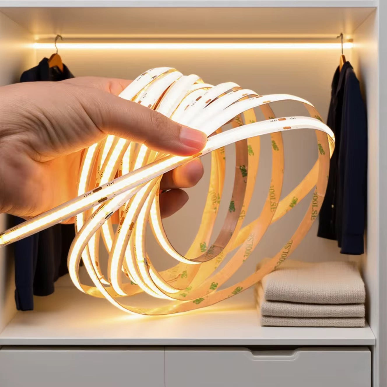 NEXLED COB LED Strip Light, 10W/M, 24V, 1000lm/m, CRI90, IP20, 5M Roll (UL Listed)