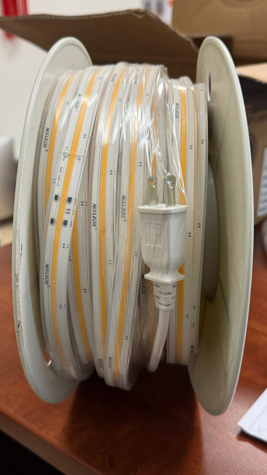NEXLED 120V COB LED Strip Light, 6W/M, 450lm/m, IP67 Outdoor, 25M Roll (UL Listed)