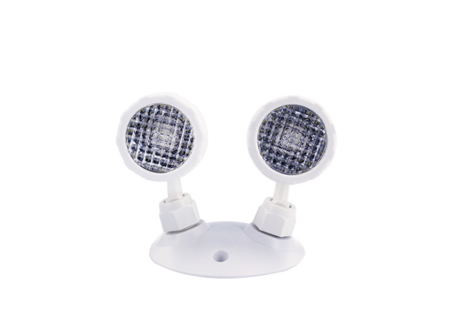 Double remote lamp head for emergency lighting