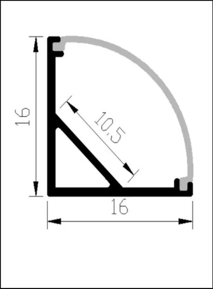 LS-053-L PROFILÉS EN ALUMINIUM EN FORME DE L À 45 DEGRÉS, POUR LES ANGLES. LONGUEUR 2M-6.6FT