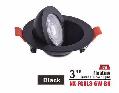 3" Floating Gimbal Pot Light — 5CCT, 360° Adjustable