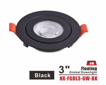 3" Floating Gimbal Pot Light — 5CCT, 360° Adjustable