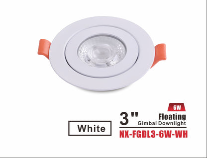 3 inch floating gimbal pot light, 5CCT, 360 degree