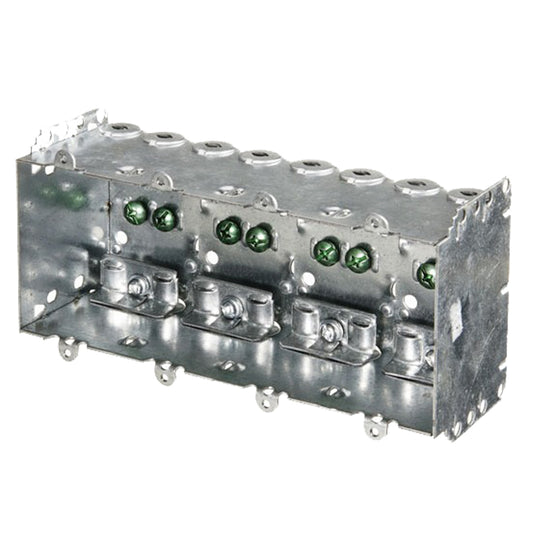 2104-LLE4 four gang metal device box with clamps