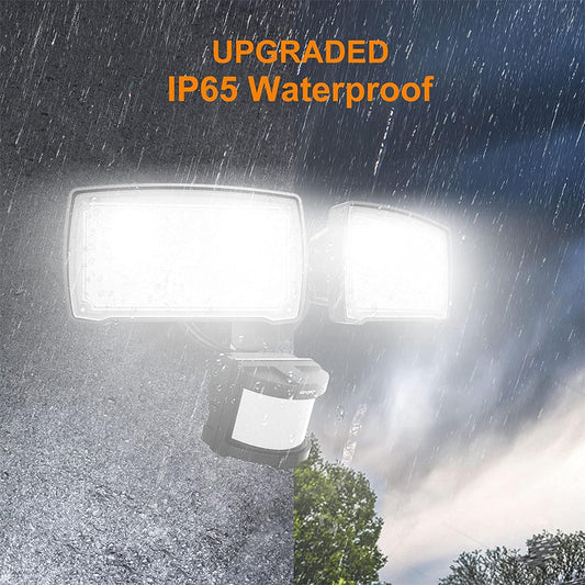 Security LED Light with 2/3-Head Motion Sensor — 20W 1800LM Outdoor