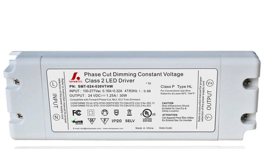 Slim 12V Triac Dimmable LED Driver Class 2, 120-277V