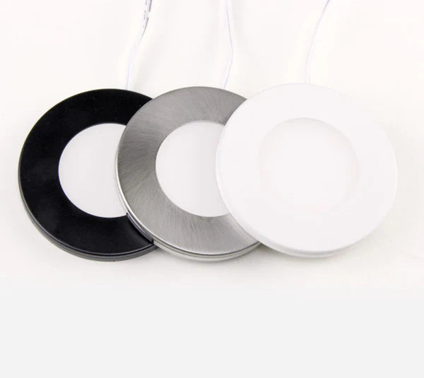 LED Slim 12V Puck Light. 2 inch,Single Color, 2.2 Watt, Surface Mounted. No hole required