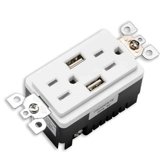 15A USB Receptacle ,Type A+A, Tamper-Resistant, 5V DC 4.0A