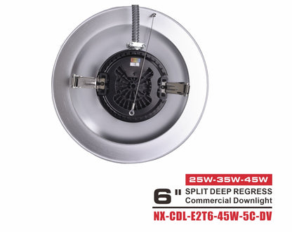 6" Split Deep-Regress Commercial LED Downlight-NX-CDL-E2T6-45W-5C-DV