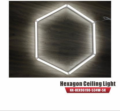 LED Hexagon Garage / Shop Light, 8ft x 16ft -534W, ETL Certified, 5000K (NX-HEX96190-534W-5K)
