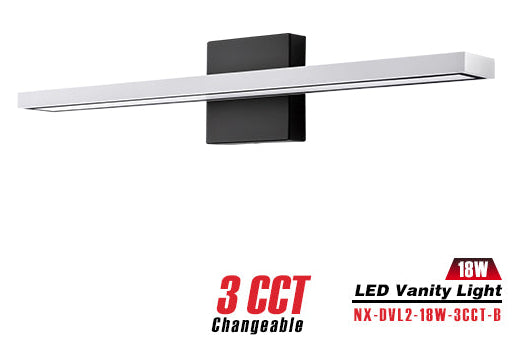 Nexled LED Vanity Light 18W, 1170lm, Frosted Bar, 3CCT, Sand Black (ETL)