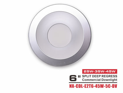 6" Split Deep-Regress Commercial LED Downlight-NX-CDL-E2T6-45W-5C-DV