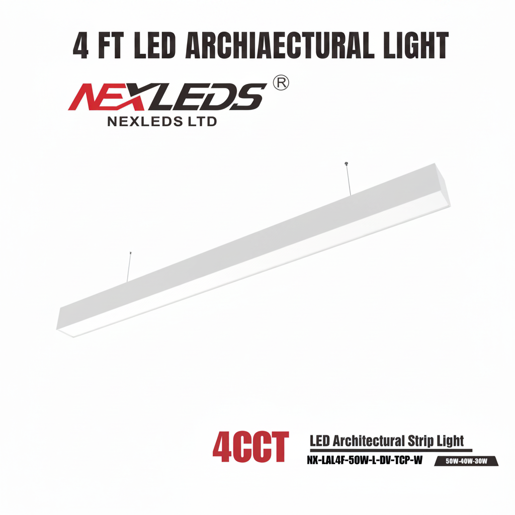 NEXLED LED Architectural Strip Light  4CCT, Selectable Wattage, Linear Suspension (cUL, DLC)