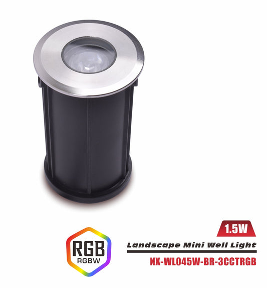Nexled RGBW Landscape Mini Well Light  1.5W, 12-24V, Stainless Steel, IP67 (ETL/FCC)