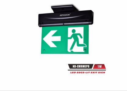 Edge-Lit LED Running Man Exit Sign, Black – NX-EMRMEPB