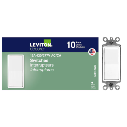 Leviton 5601-2W Single Pole Decora Switch — White