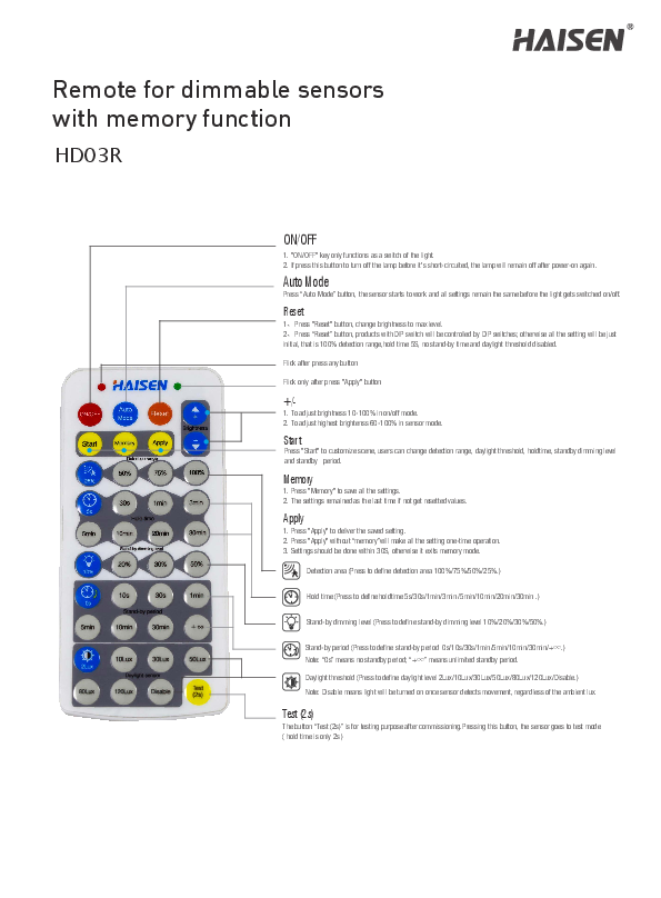High Bay Motion Sensor Remote Controller – NX-HBSRC.Only use it with NX-HBS microwave Sensor for UFO Highbays.