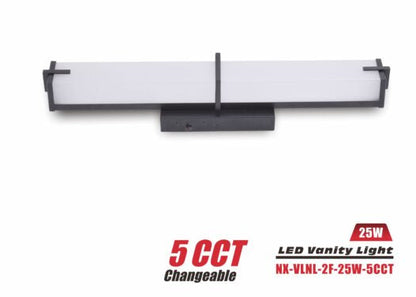 LED Rectangular Vanity Light, Black, 2FT-25W-5CCT (NX-VLNL-2F-25W-5CCT-B)