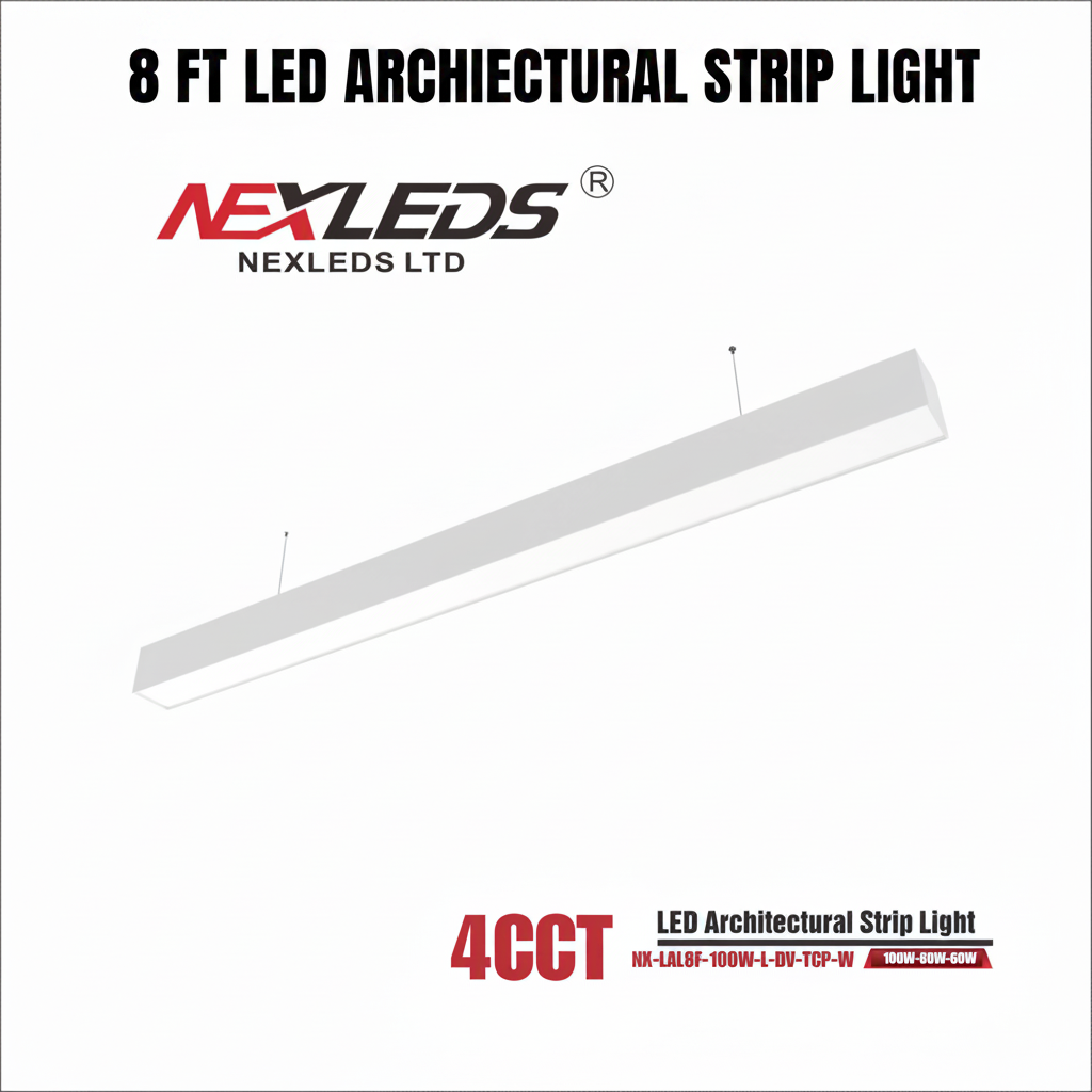 NEXLED LED Architectural Strip Light  4CCT, Selectable Wattage, Linear Suspension (cUL, DLC)