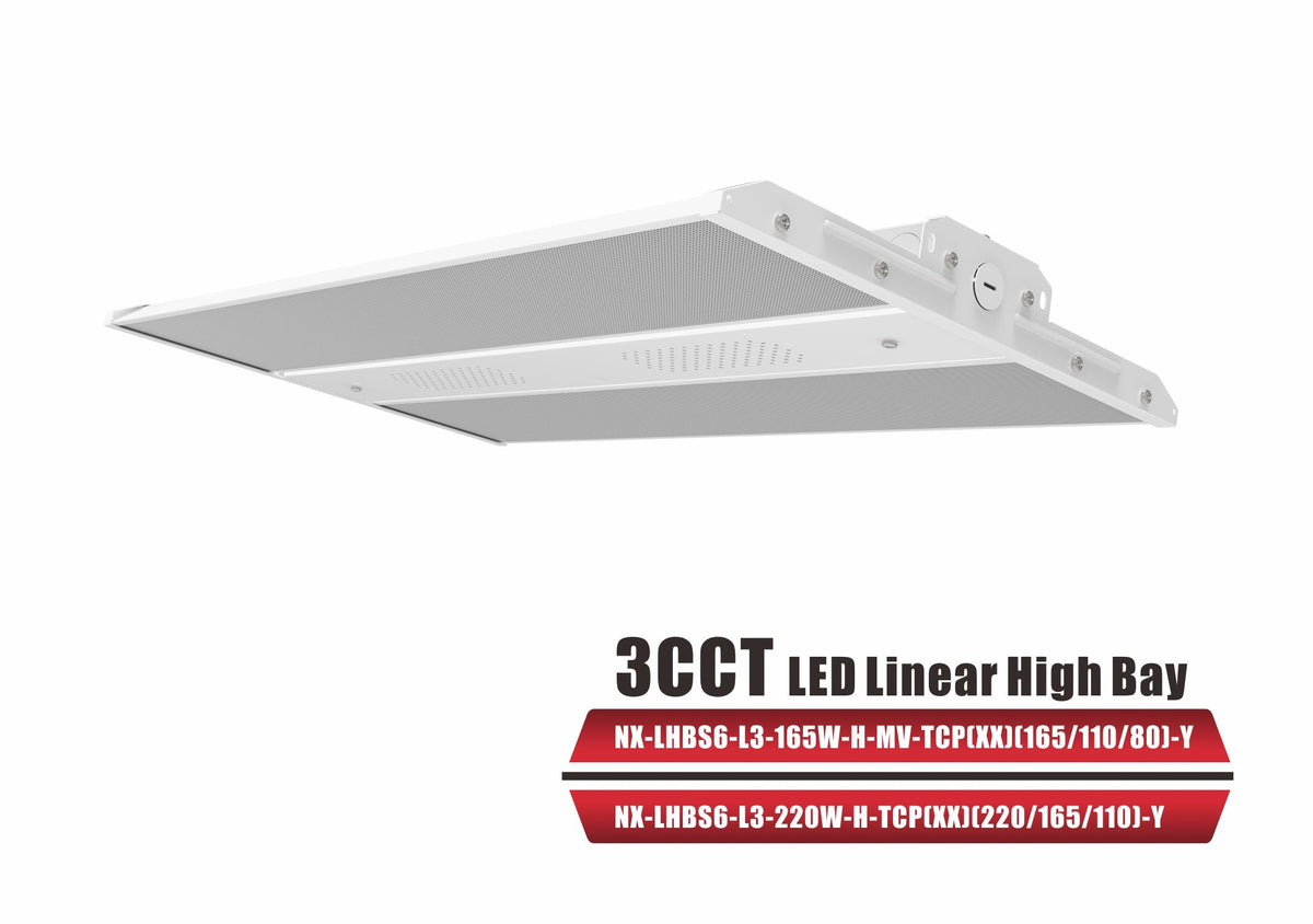LED Linear High Bay, Foldable, Wattage-Select 110-220W, 3CCT-NX-LHBS6-L3-220/165/110W