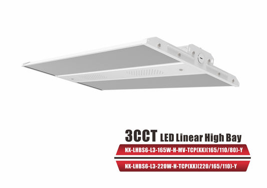 LED Linear High Bay, Foldable, Wattage-Select 110-220W, 3CCT-NX-LHBS6-L3-220/165/110W