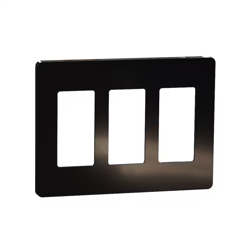 3-Gang Screwless Wall Plate Decora, White or Black