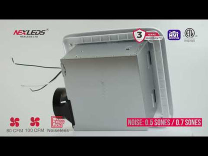 Bathroom Ventilation Fan — 50/80/100 CFM Models, 4" Duct, HVI Certified (ETL)